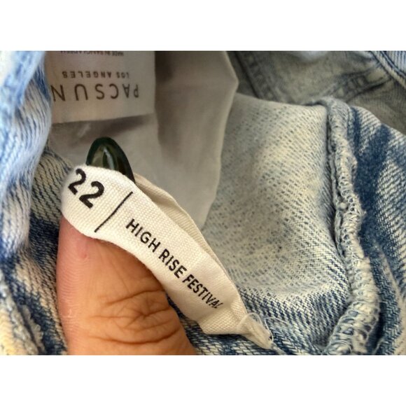 PACSUN Light Wash Distressed High Rise Denim Shorts Size 22 - Picture 3 of 8